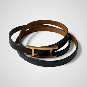 Hermès Leather Hapi 6MM Wrap Bracelet